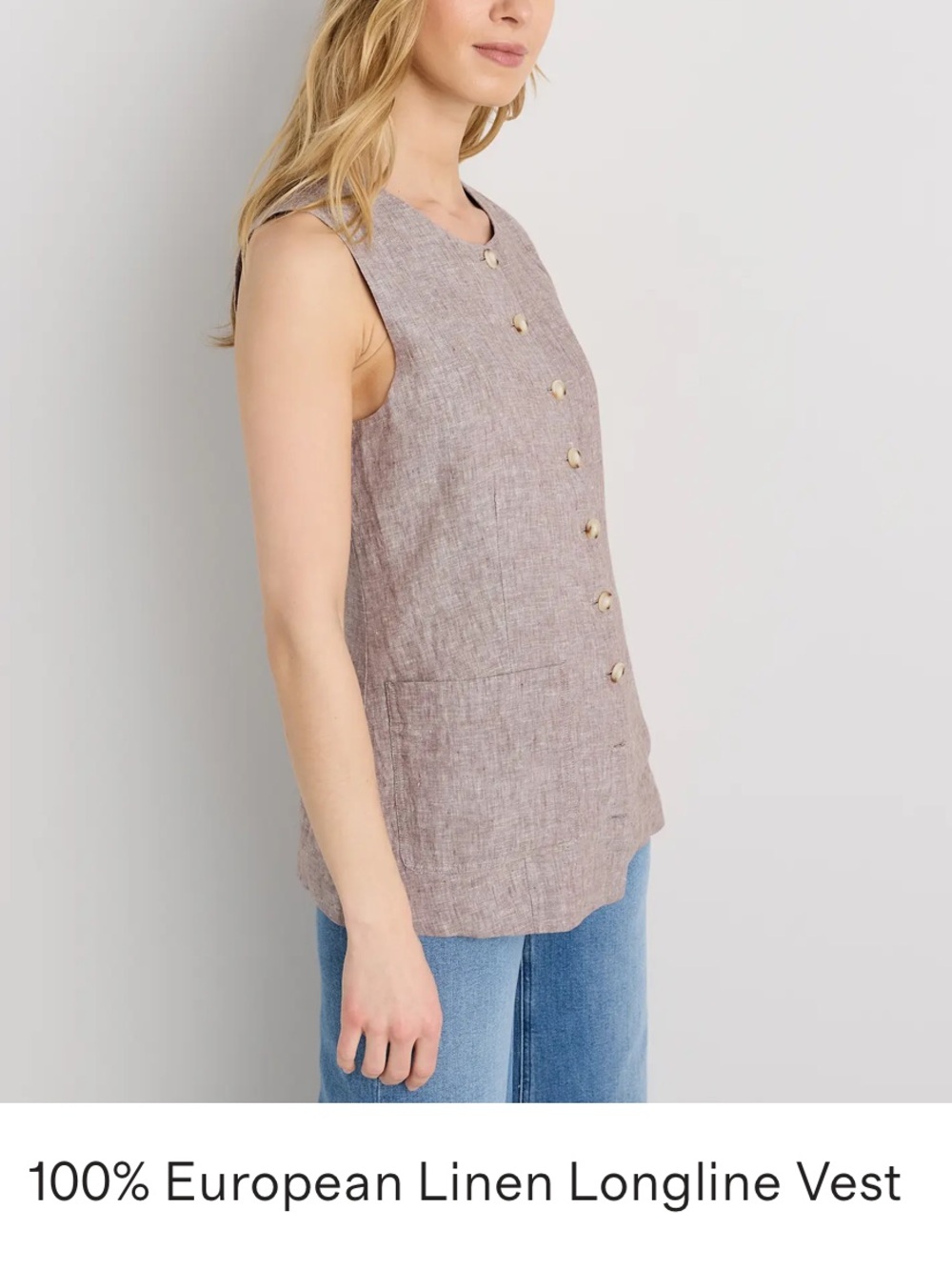 ☀️ New! QUINCE 100% European Linen Longline Vest in Flax - Picture 15 of 16